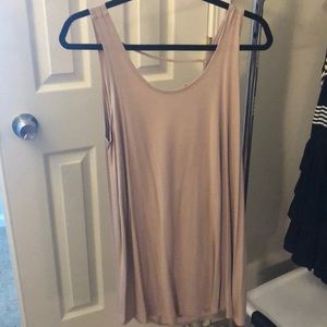 Tan dress with draped back